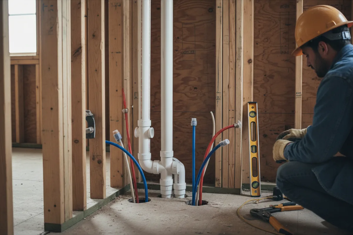 Drain and supply rough-in during Leak Detection in Kennebunkport